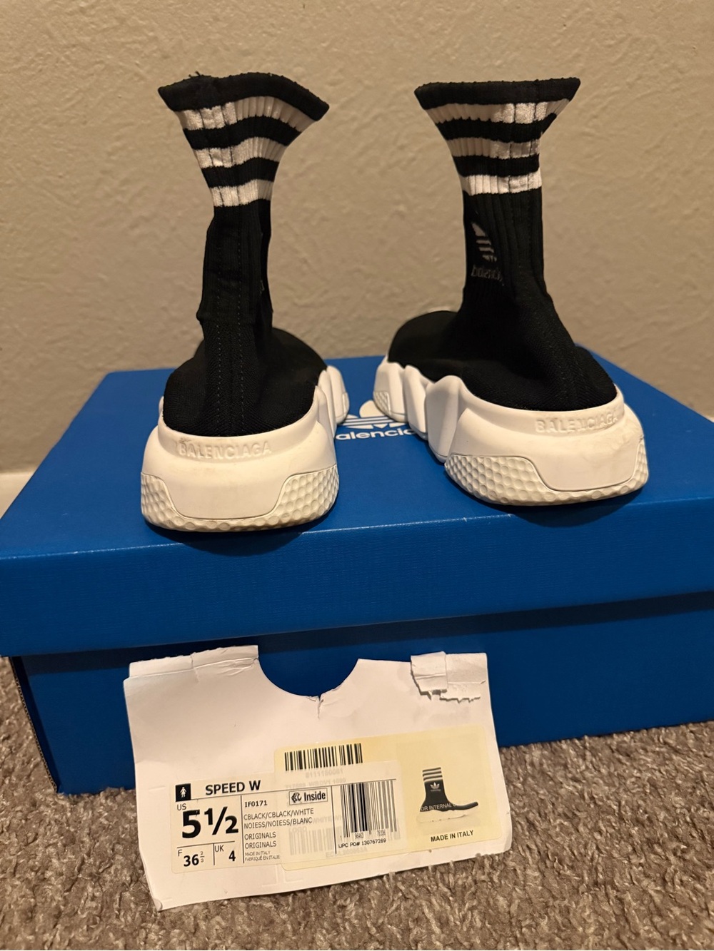 Balenciaga Black & White Speed Sock Sneakers